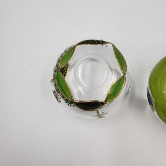 Nagel Glass Votive Candle Holders Hand Painted Colorful Heavy Glass Floral Two - Picture 11 of 15